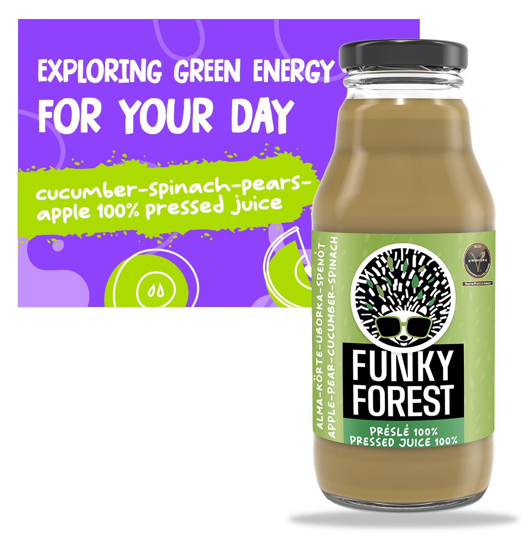 Funky Forest 100% pressed juice - cucumber-spinach-apple-pears